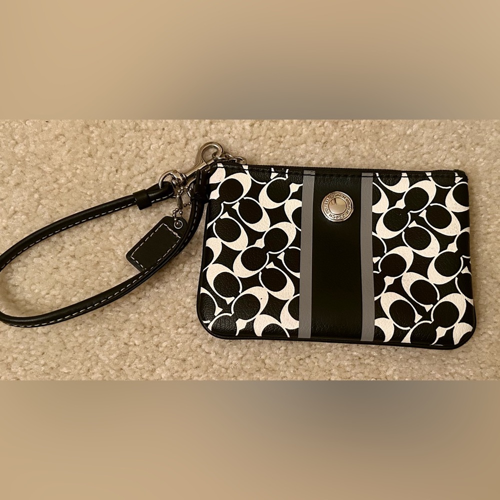 Coach Black White Signature C Wristlet